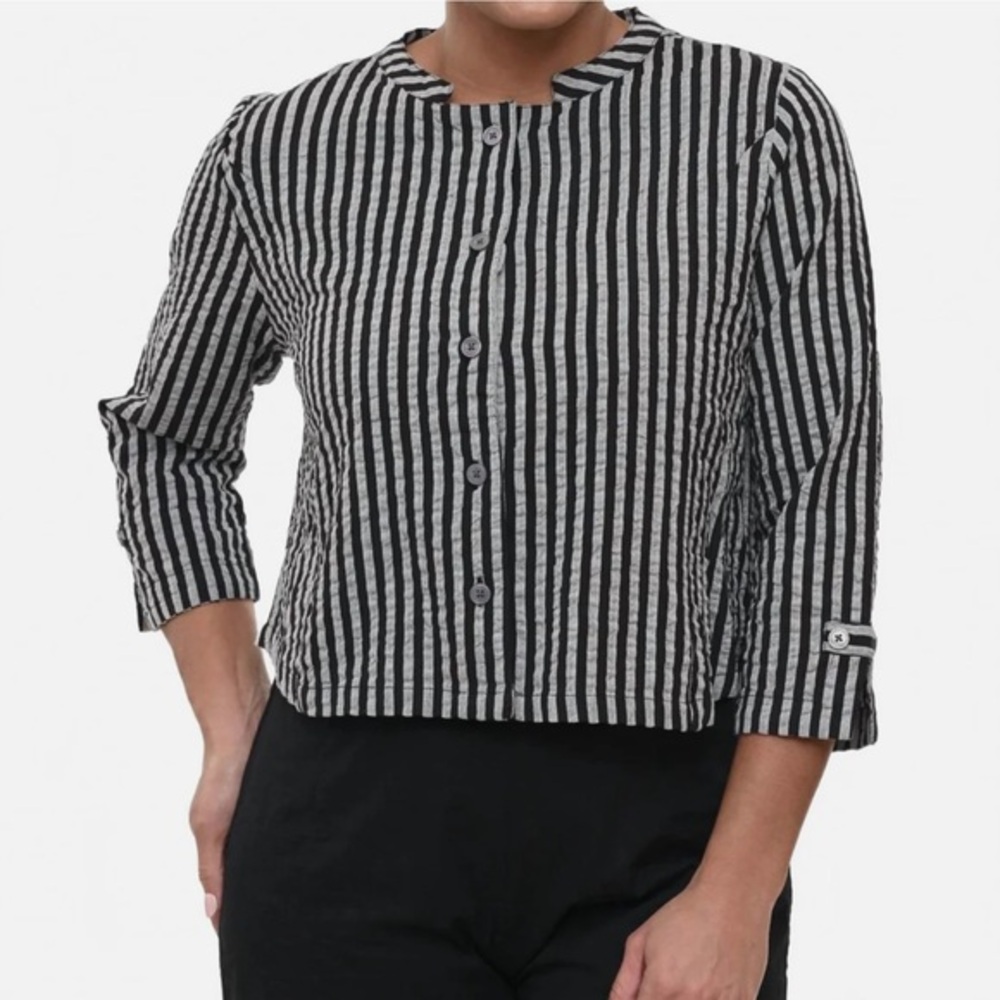 Dakota Jacket Top -Plus In Harrison Seersucker Stripe